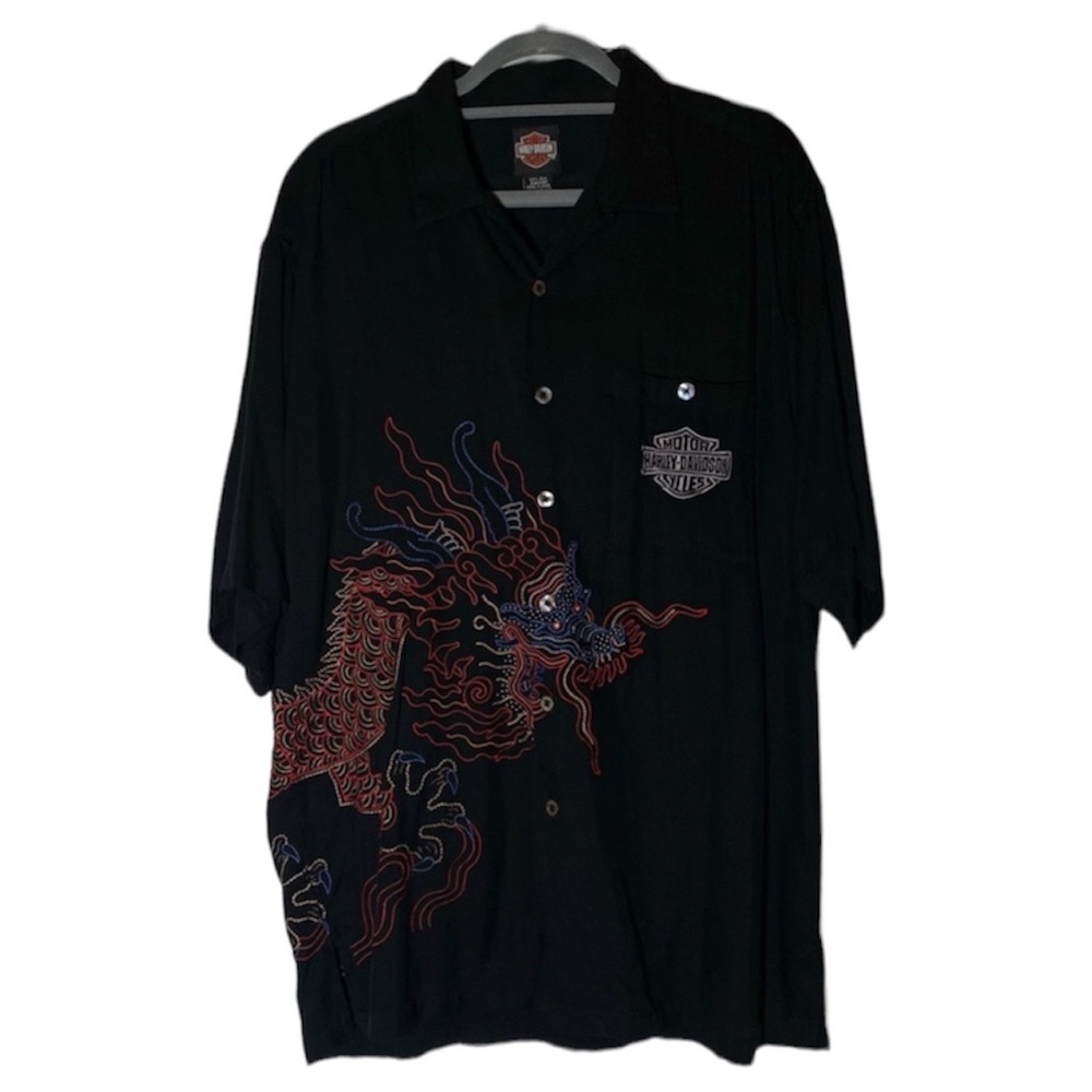 Silk Harley Davidson Button Down - Picture 2 of 4